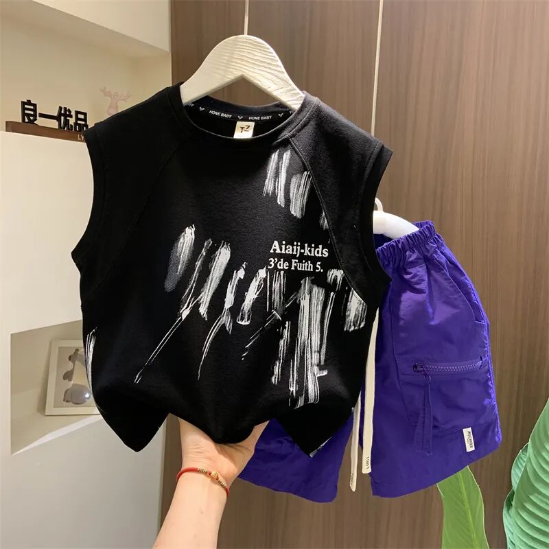 Summer Clothing Drawing For Kids - Kids Boys' Tank Top Set Summer