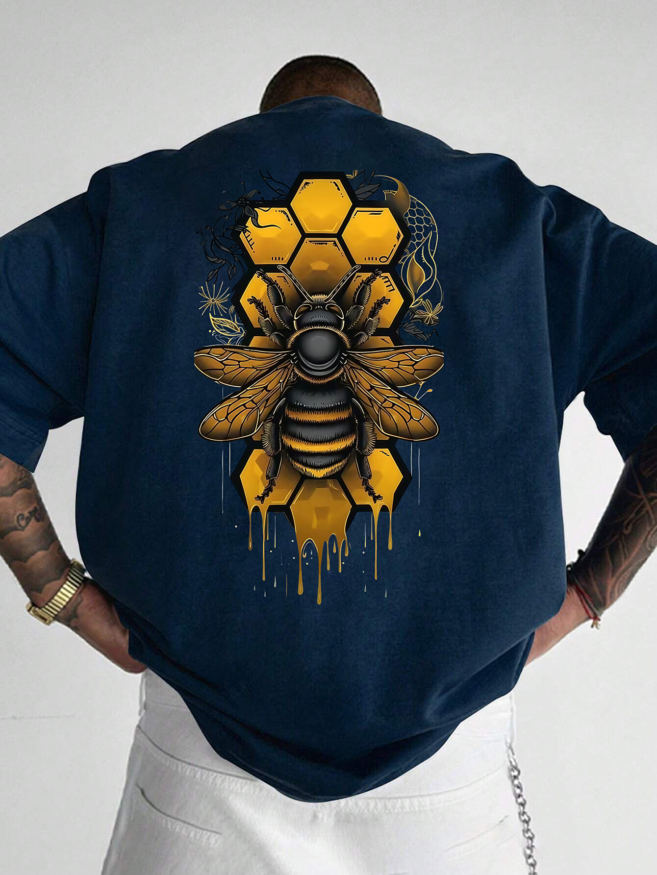 Summer Clothing Drip - Honeycomb Bee with Dripping Honey Print