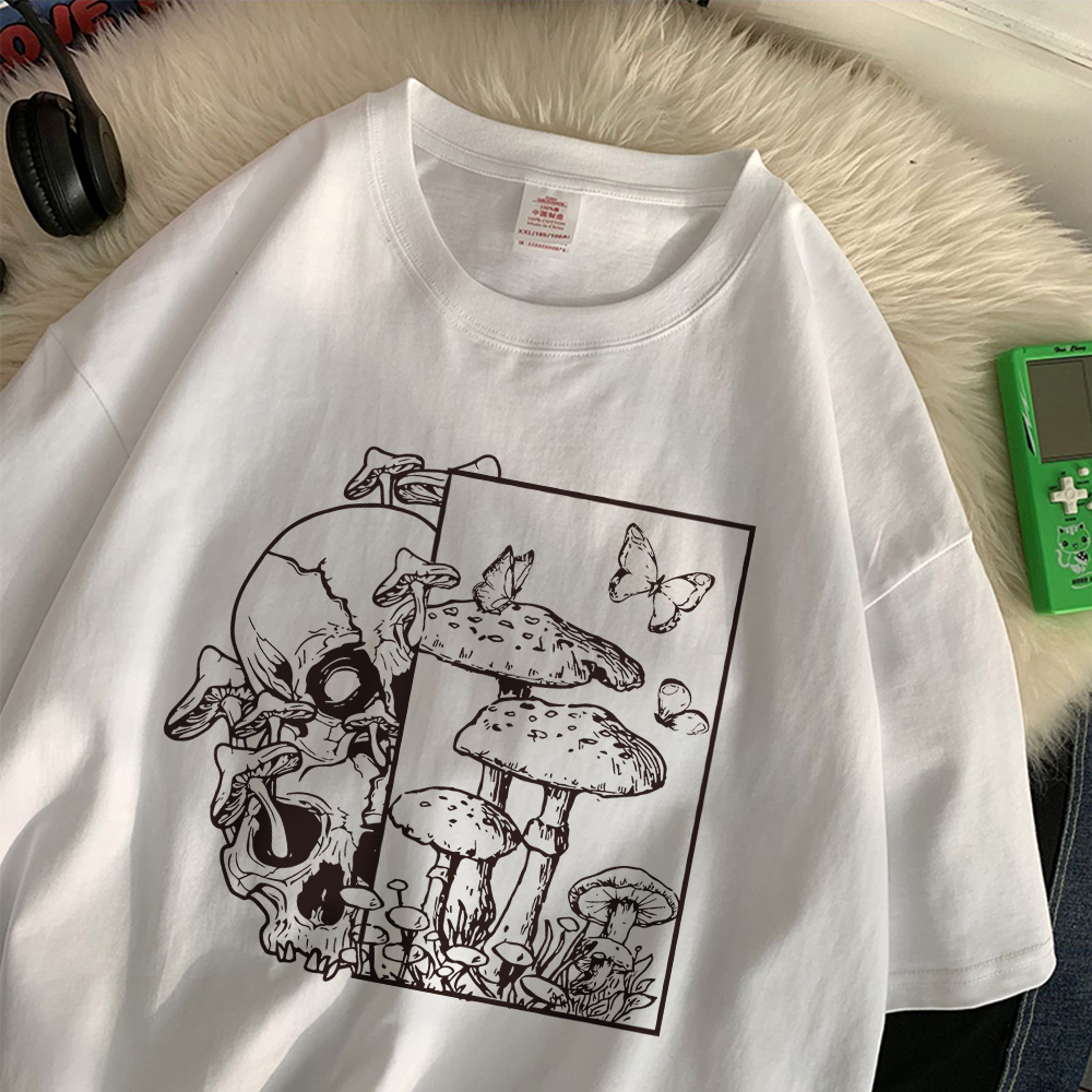 Summer Clothing Essentials Women - Skeleton And Mushroom Scenery Print T-Shirt