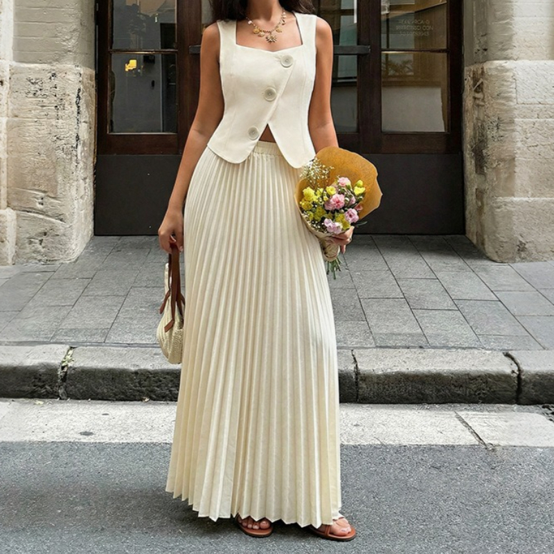 Summer Clothing Women Sale - Two Pieces Women Dress Sets Solid