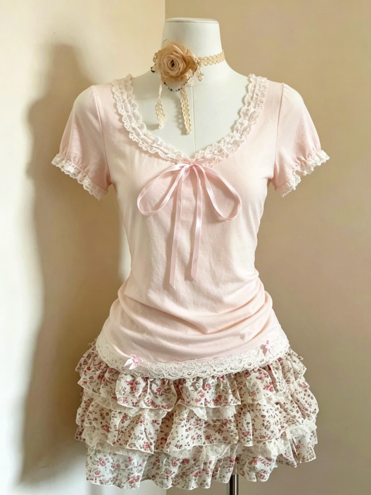 Summer Goth Clothing - 2026 Summer Short Sleeve Lace Up