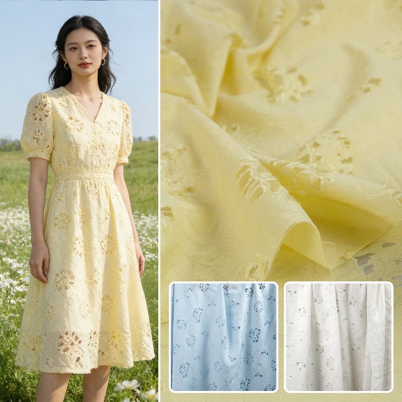 Summer Rose Clothing - Ruffled Rose Jacquard Fabric Refreshing Breathable