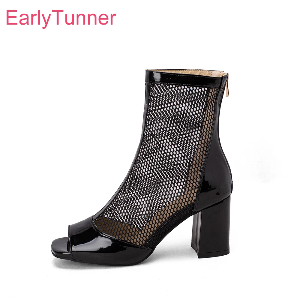 Summer Clothing Korea - Summer Sexy Black Women Mesh Booties