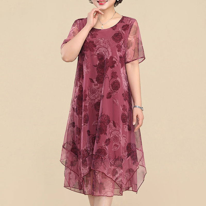 NEW O-Neck Short Sleeve Dresse - Summer Gauze Clothing review and price