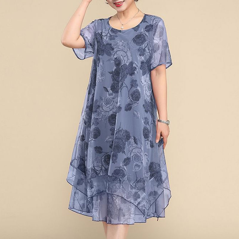 NEW O-Neck Short Sleeve Dresse - Summer Gauze Clothing review and price