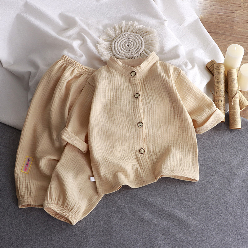 Children's Stand Collar Sets B - Summer Gauze Clothing review and price