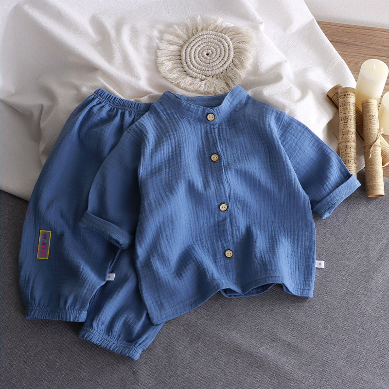 Children's Stand Collar Sets B - Summer Gauze Clothing review and price