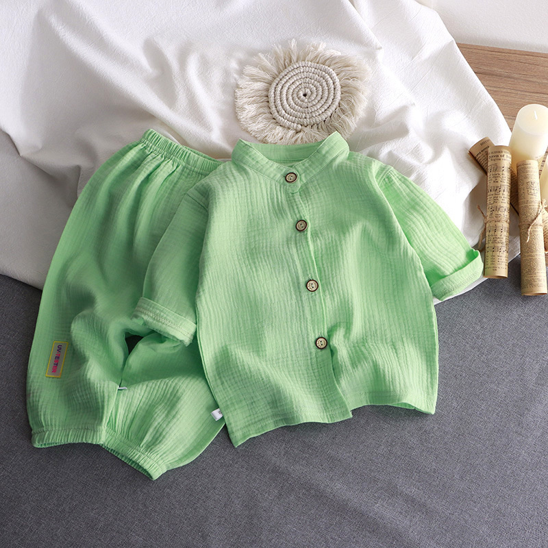 Children's Stand Collar Sets B - Summer Gauze Clothing review and price