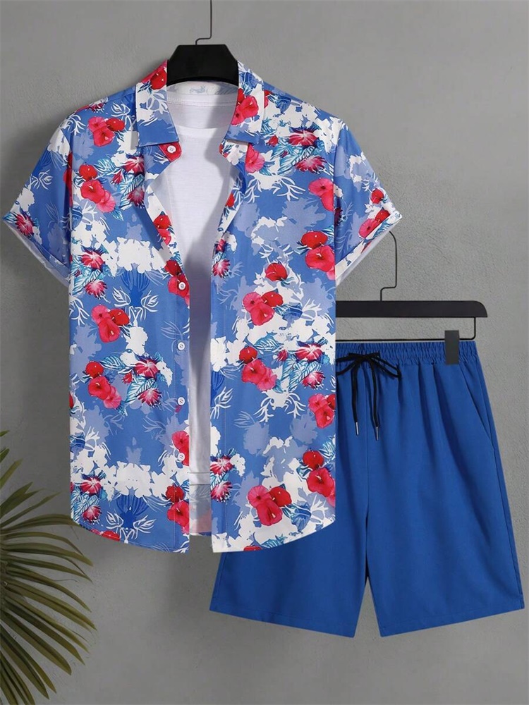 Men's Short-sleeved Shirt Set  - Summer Clothing Men Fashion review and price