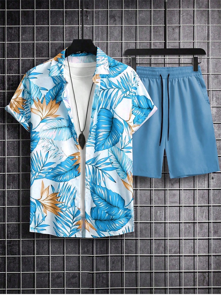 Men's Short-sleeved Shirt Set  - Summer Clothing Men Fashion review and price