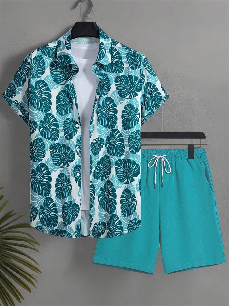 Men's Short-sleeved Shirt Set  - Summer Clothing Men Fashion review and price