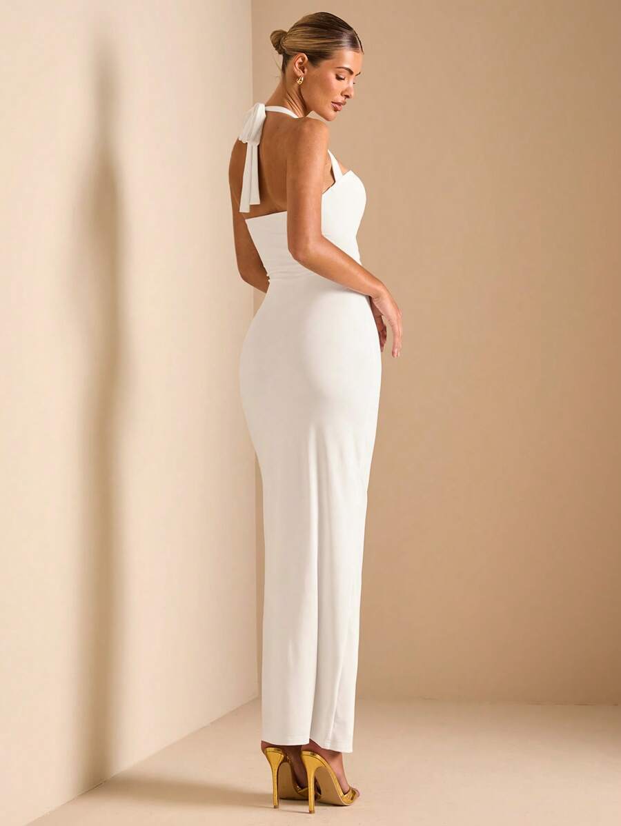 White Cut Out Halter Neck Fitt - Halter Neck Top review and price