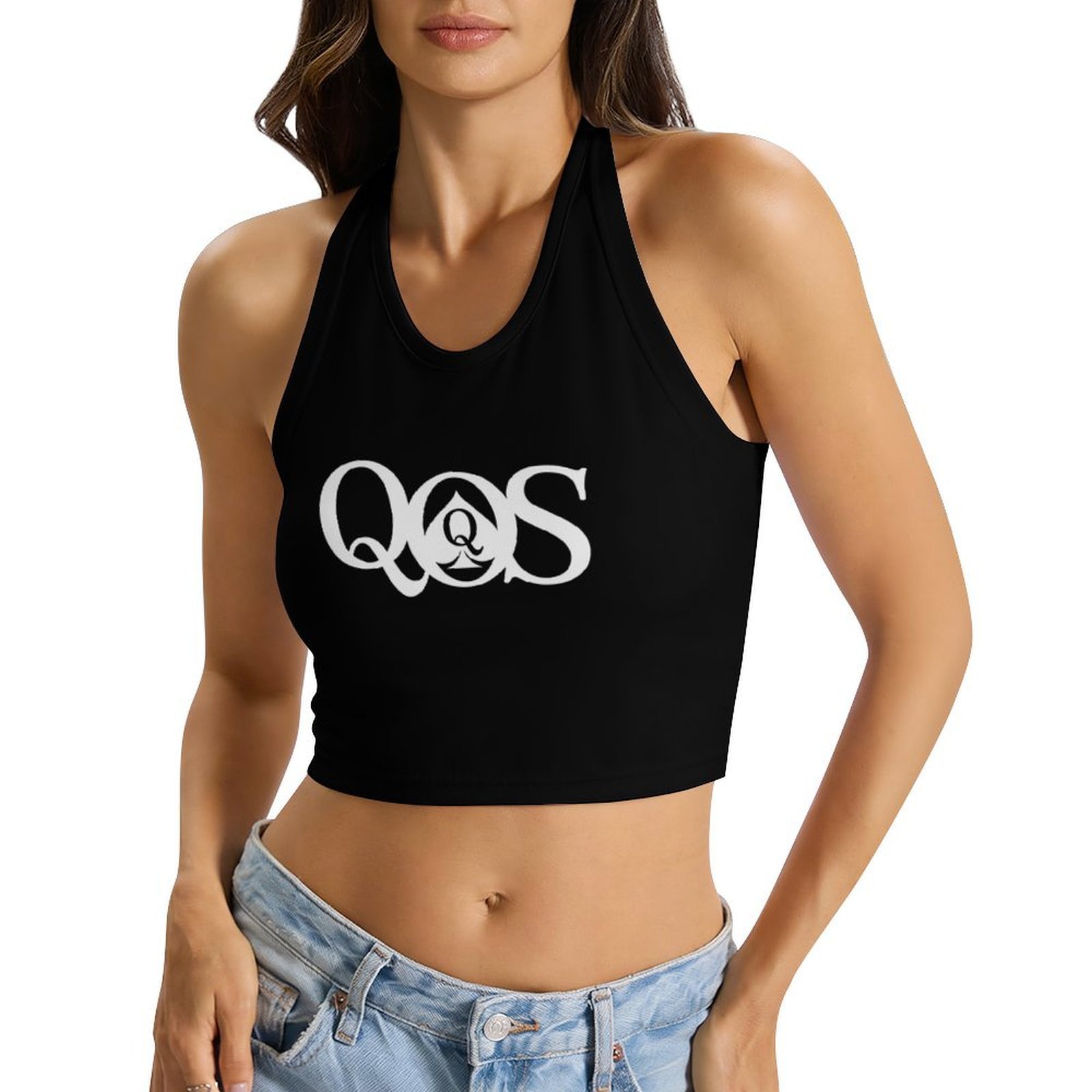 Women's QOS Print Tie Halter T - Halter Neck Top review and price