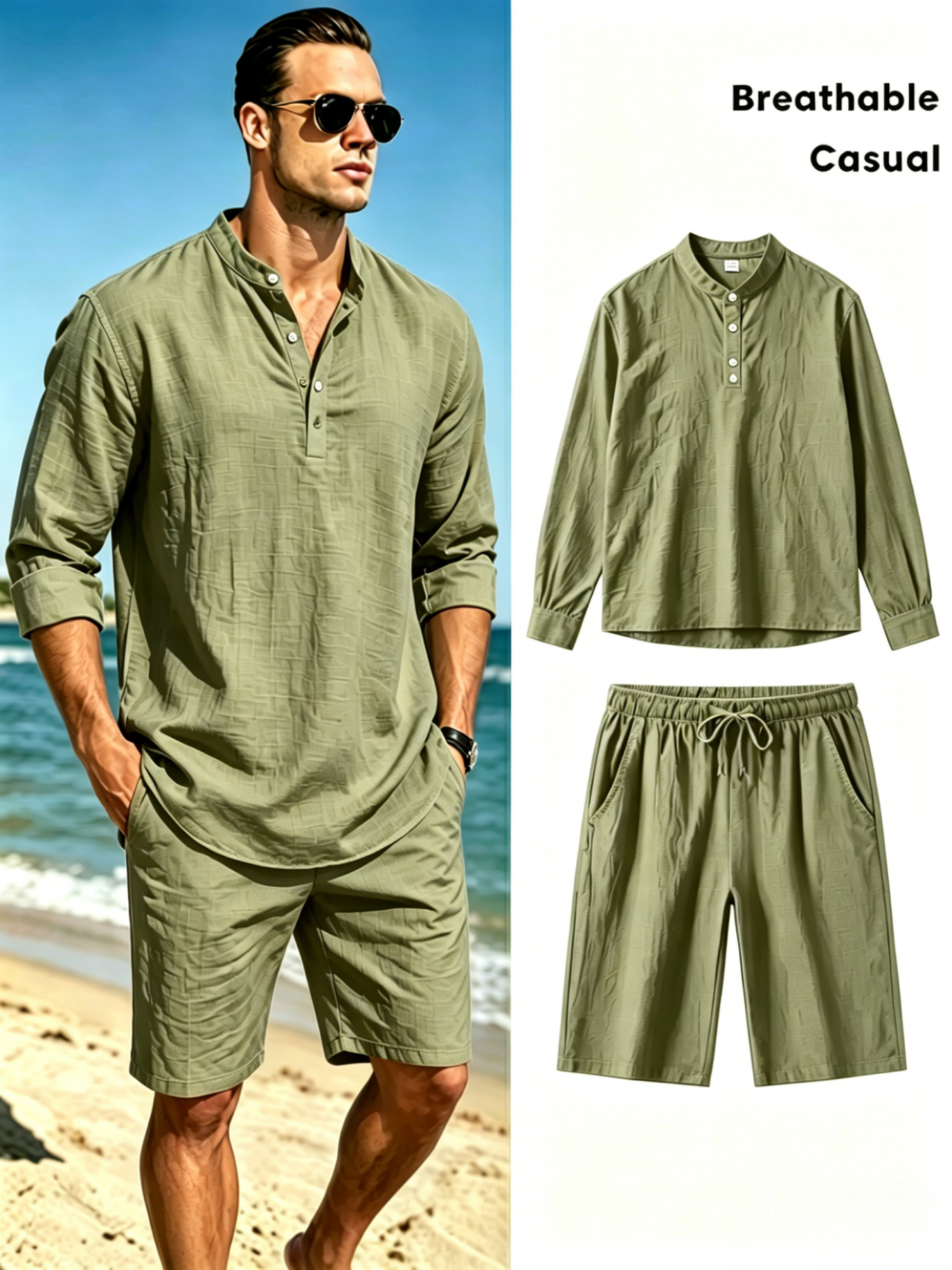 mens cotton linen henley shirt - Summer Clothing Trends review and price