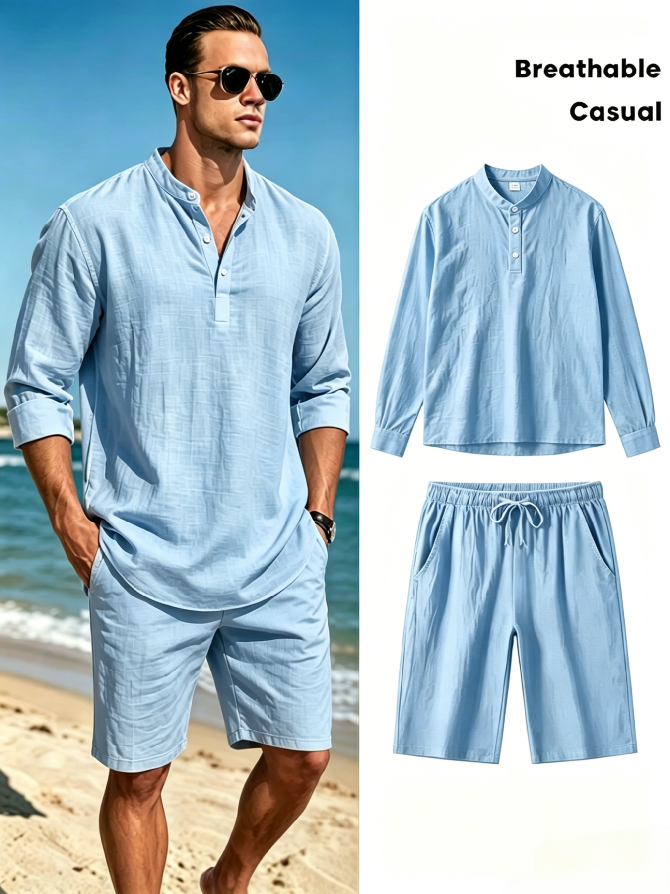 mens cotton linen henley shirt - Summer Clothing Trends review and price