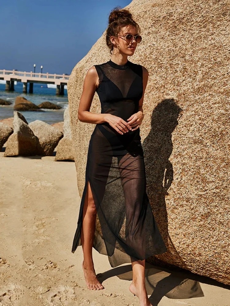 See Through Mesh Long Dresses  - Summer Gauze Clothing review and price