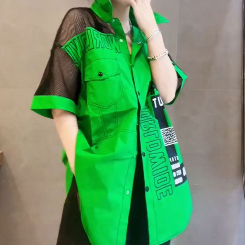 Casual Letter Printed Loose Bl - Summer Gauze Clothing review and price