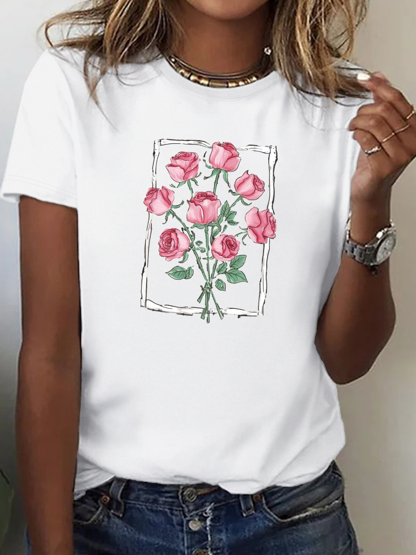 Vibrant Rose Bouquet Women'S T - Summer Rose Clothing review and price