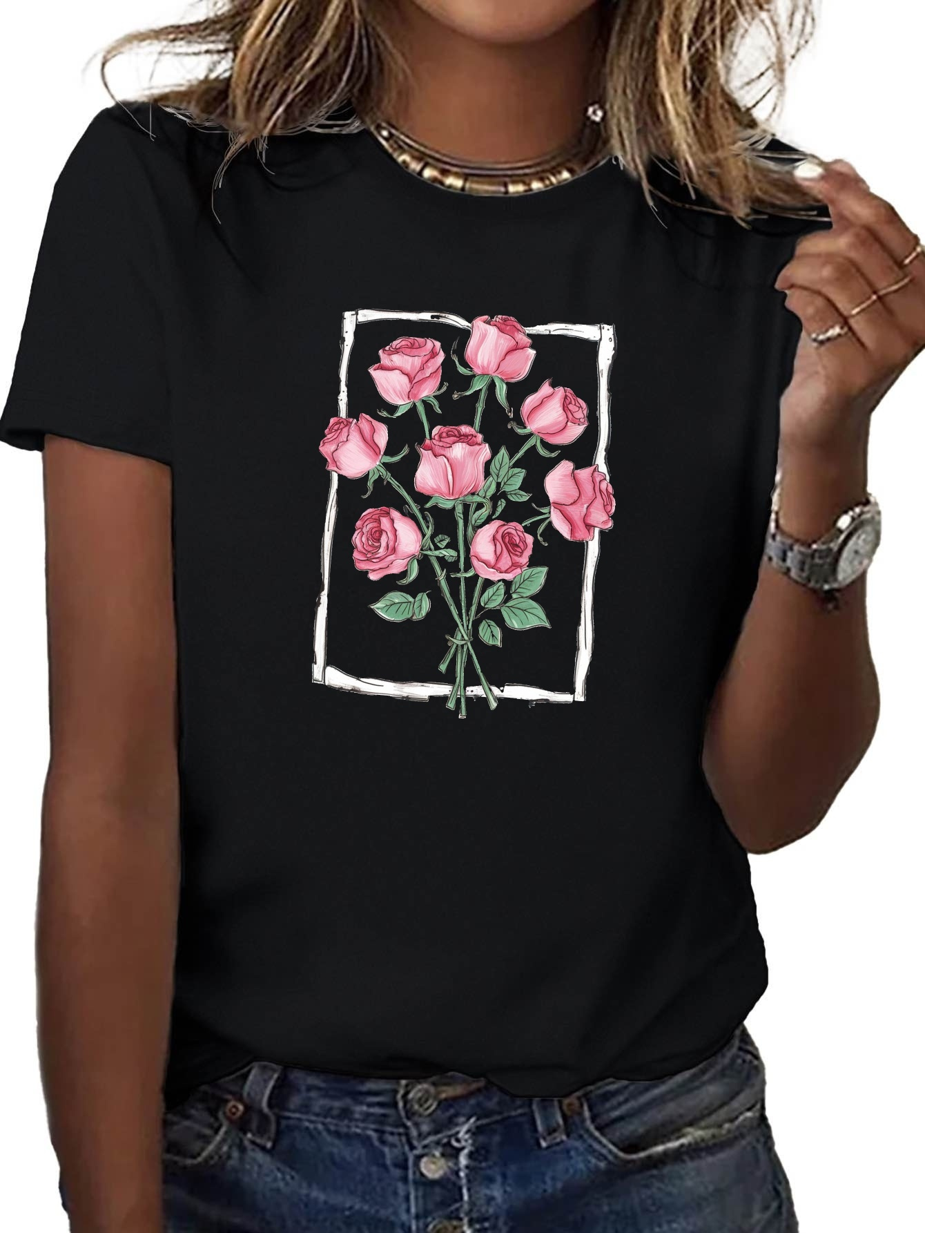 Vibrant Rose Bouquet Women'S T - Summer Rose Clothing review and price