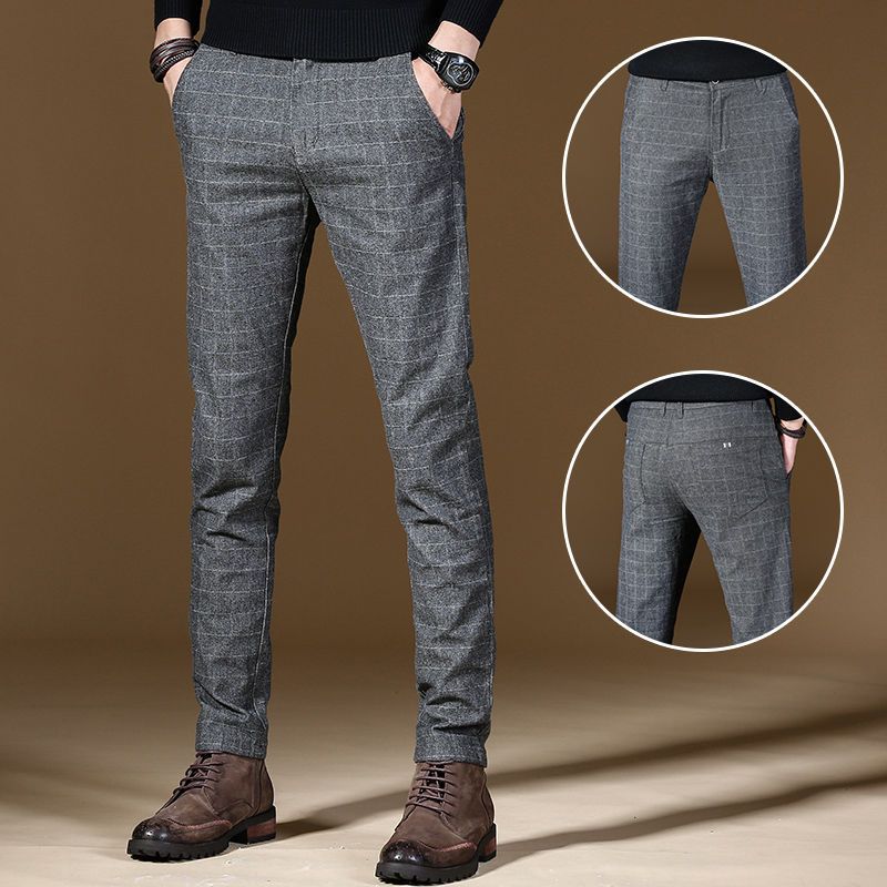 Male Suit Trousers Gray Plaid  - Summer Clothing Cheap review and price