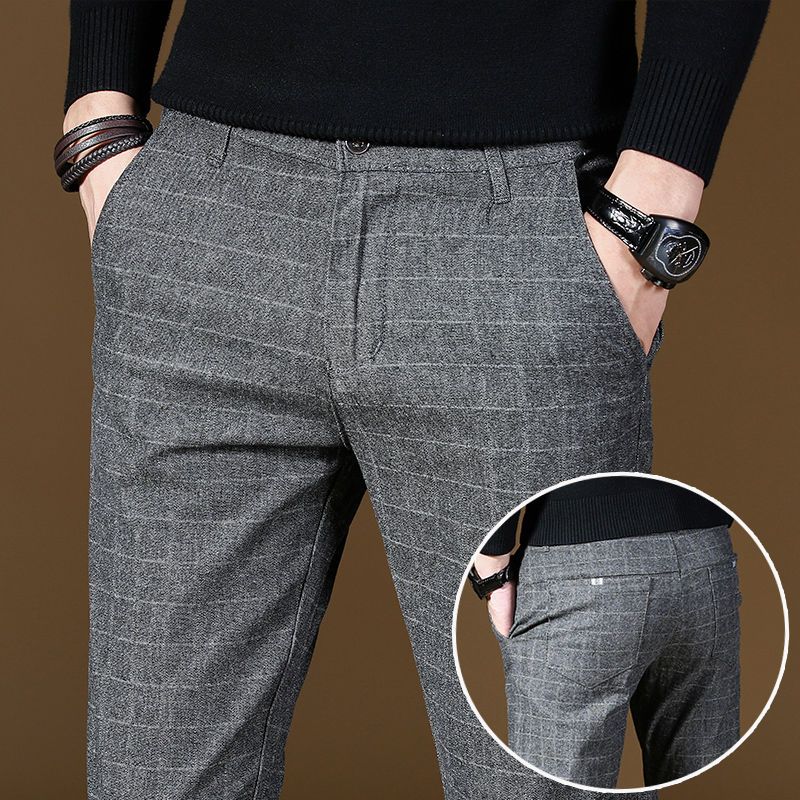 Male Suit Trousers Gray Plaid  - Summer Clothing Cheap review and price