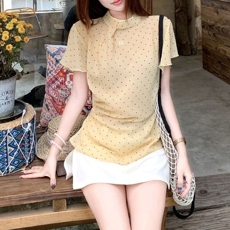 Fashionable Gauze Sweet Polka  - Summer Gauze Clothing review and price
