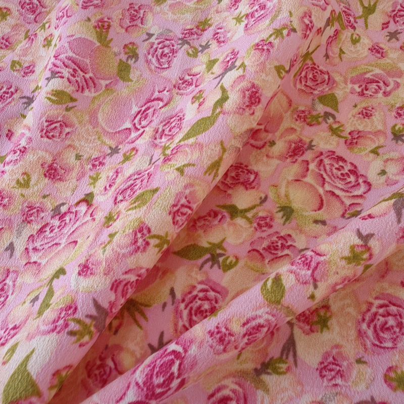 Deep Pink Floral Thin Chiffon  - Summer Rose Clothing review and price