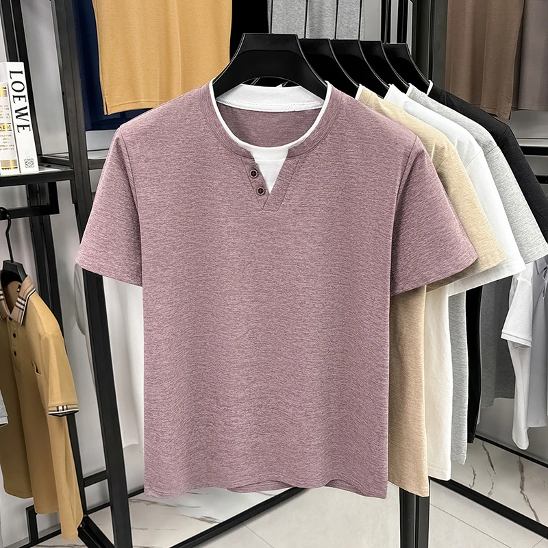 Men's Minimalist Henley Neck T - Summer Clothing For Young Men review and price