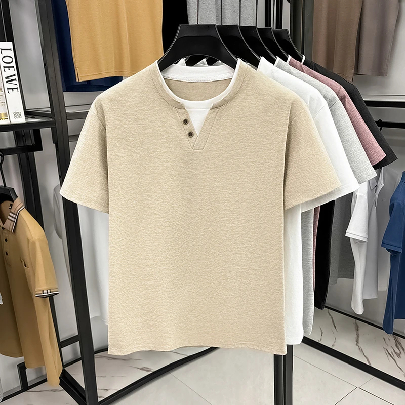 Men's Minimalist Henley Neck T - Summer Clothing For Young Men review and price