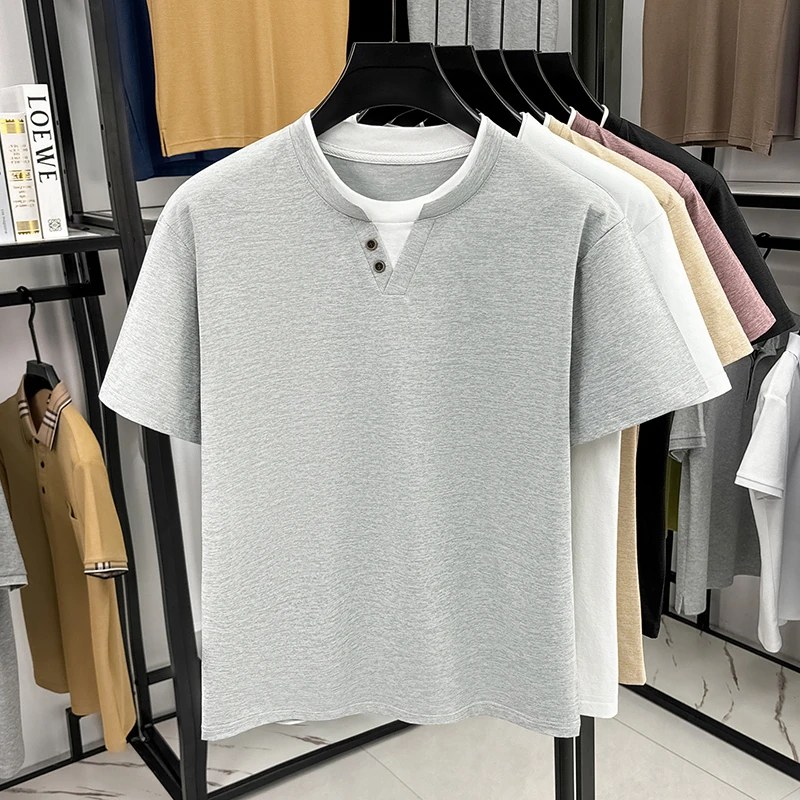 Men's Minimalist Henley Neck T - Summer Clothing For Young Men review and price