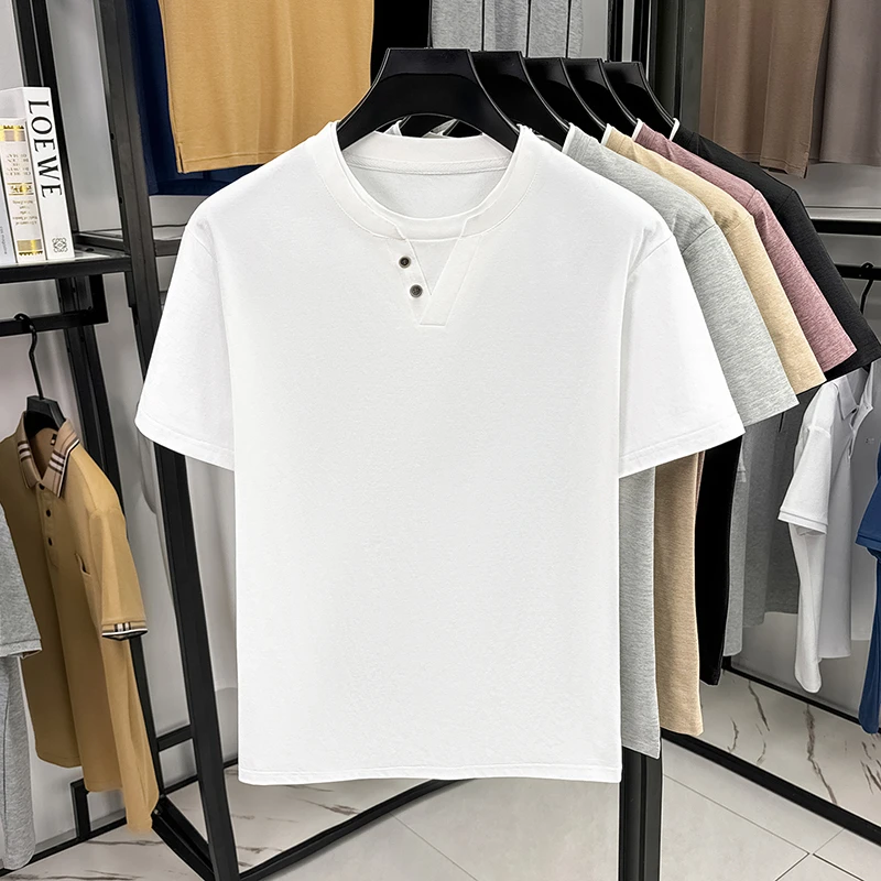 Men's Minimalist Henley Neck T - Summer Clothing For Young Men review and price