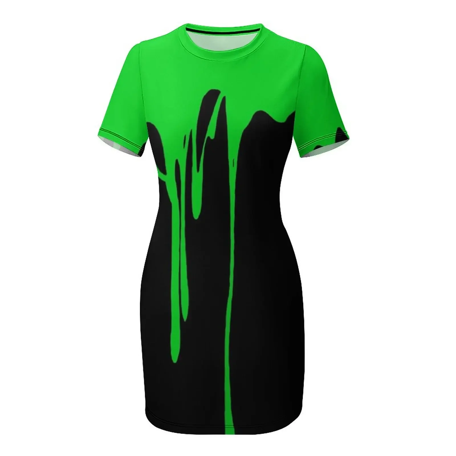 Green Dripping Paint Short-Sle - Summer Clothing Drip review and price