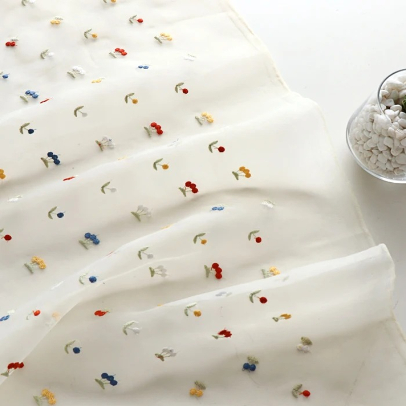 145x50cm White Fruit Embroider - Summer Gauze Clothing review and price