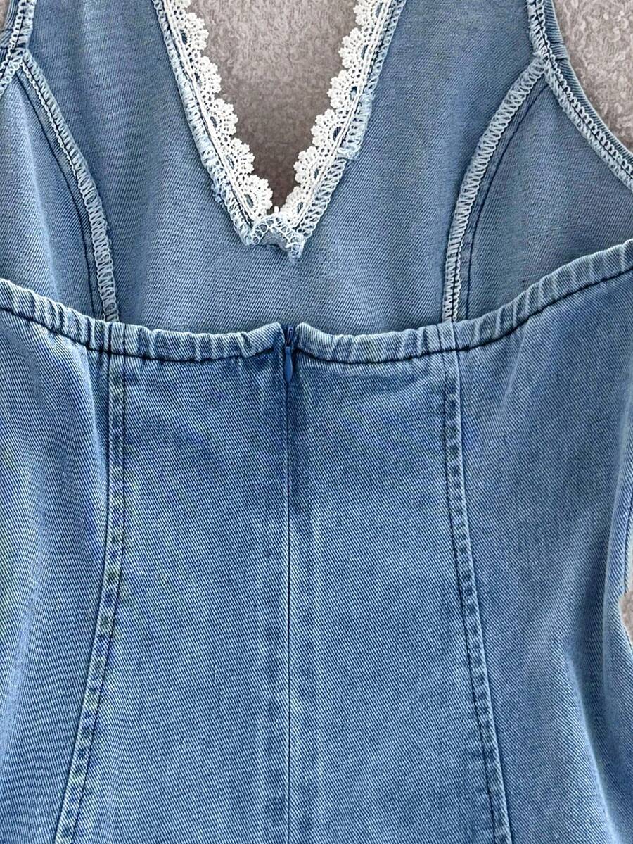 Womens Halter Neck Denim Mini  - Halter Neck Top review and price