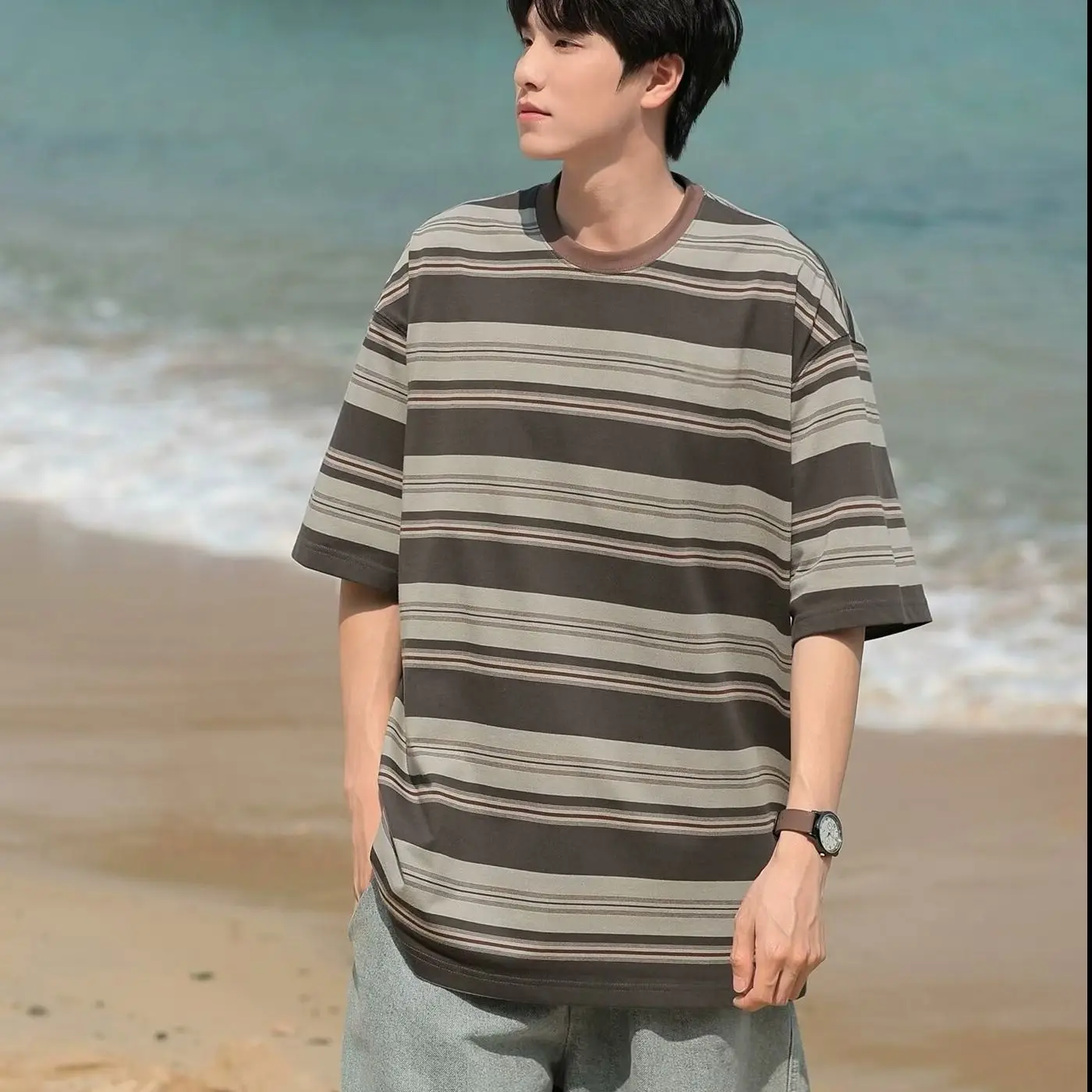 Striped Top T Shirt for Men Ma - Summer Clothing Cheap review and price