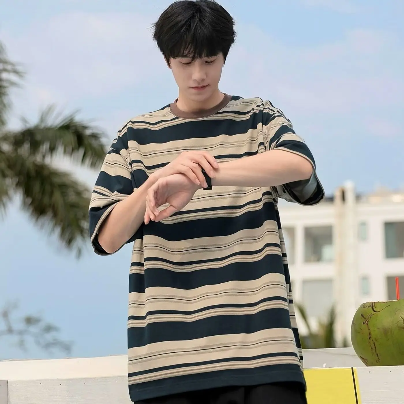 Striped Top T Shirt for Men Ma - Summer Clothing Cheap review and price