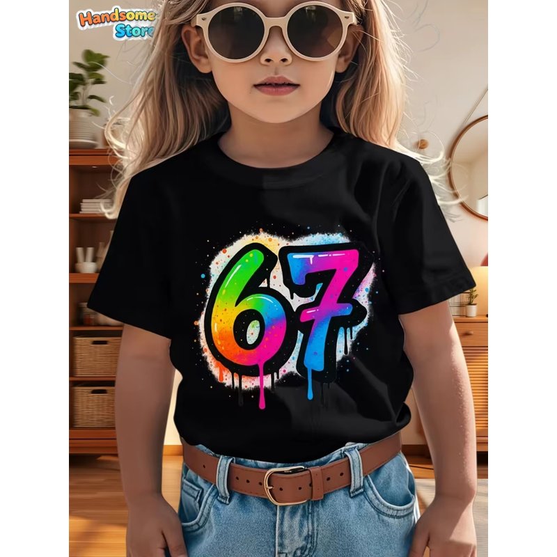 Kids Girls Rainbow Drip Number - Summer Clothing Drip review and price