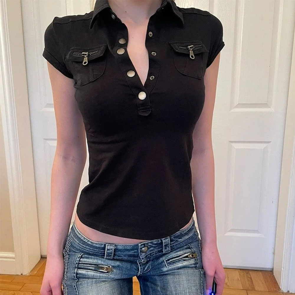 Women T Shirt Black Gothic 90s - Summer Goth Clothing review and price