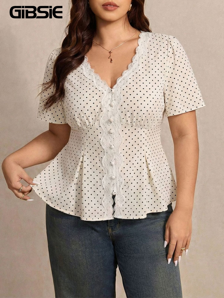 GIBSIE Plus Size Polka Dot Con - Summer Upf Clothing review and price
