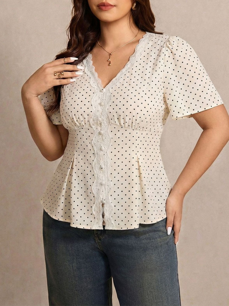 GIBSIE Plus Size Polka Dot Con - Summer Upf Clothing review and price