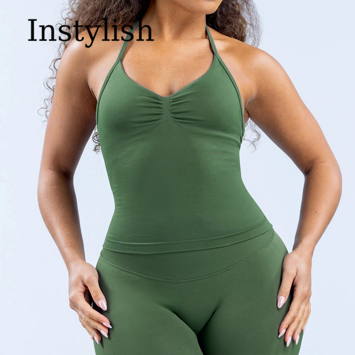 Women Seamless Yoga 2 Piece Se - Halter Neck Top review and price