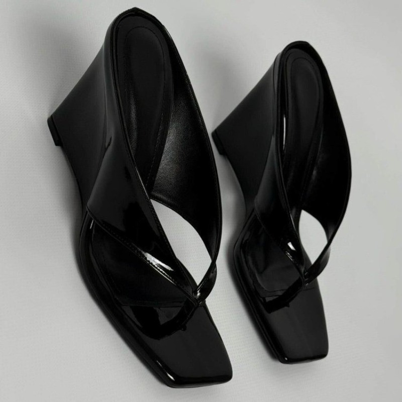 Square-toe V-strap high heels  - Summer Clothing Korea review and price