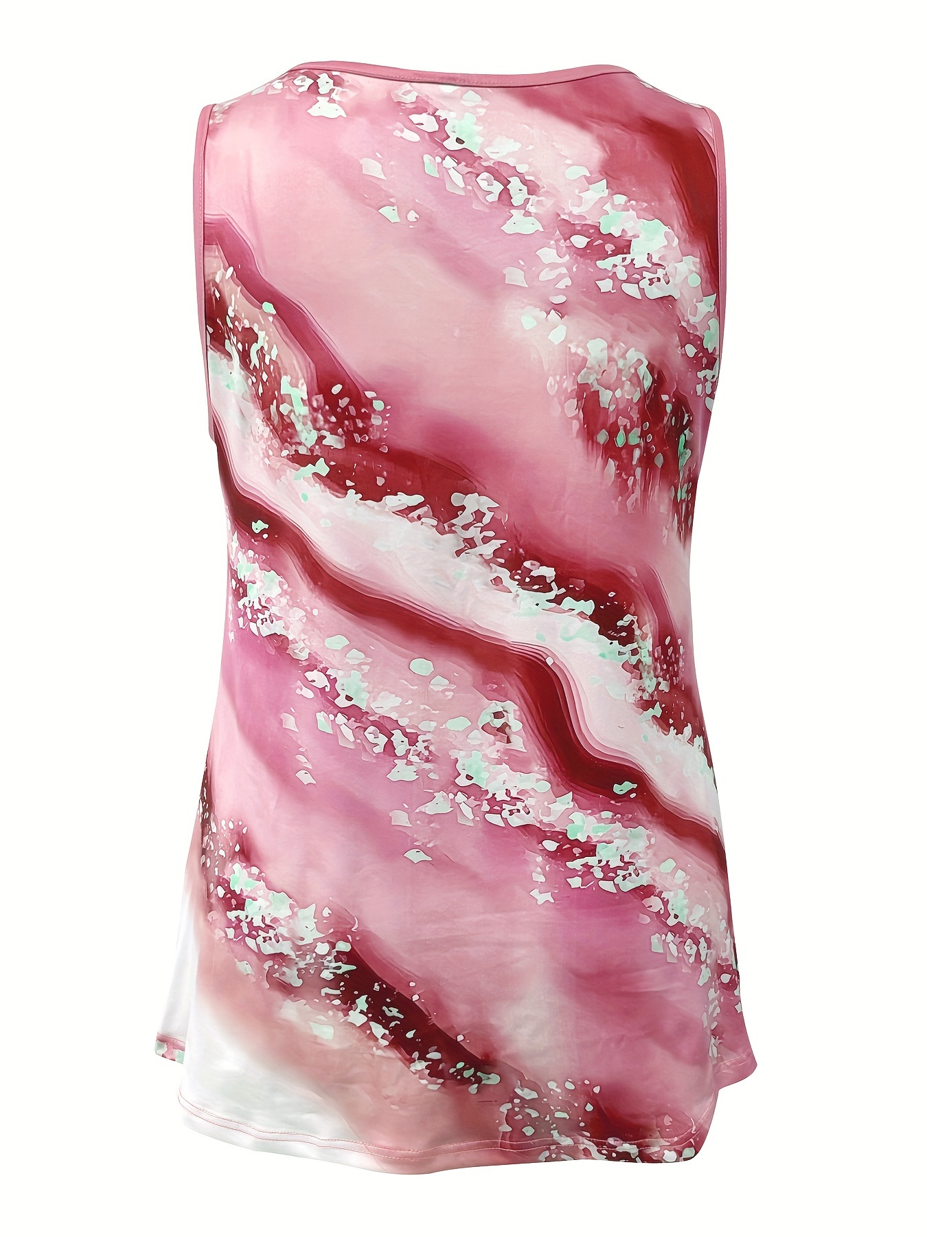 Plus Size Marble Print Tank To - Halter Neck Top review and price