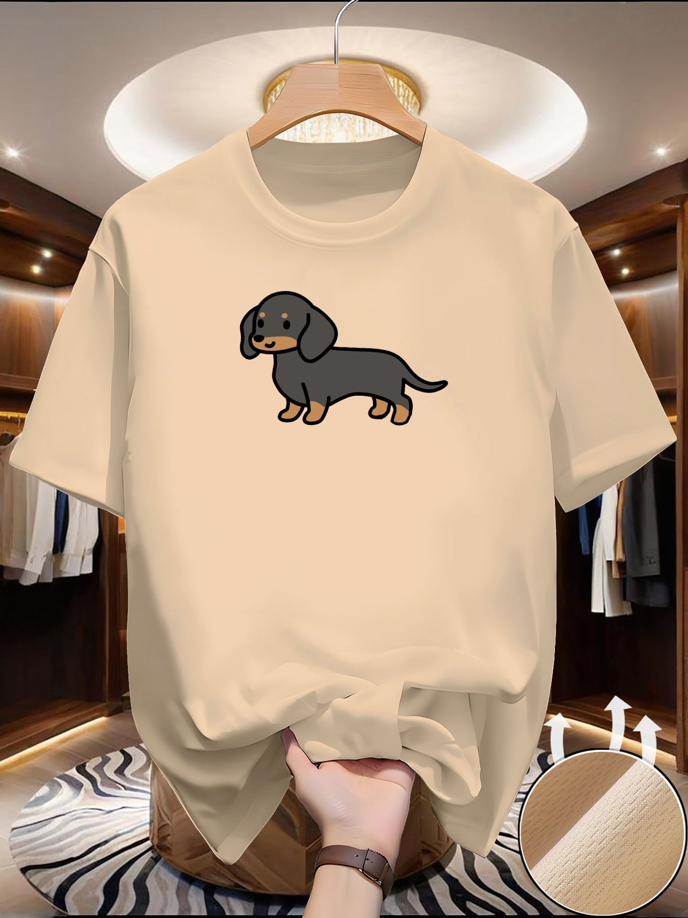 New Men's Dachshund print T-sh - Summer Clothing Europe review and price