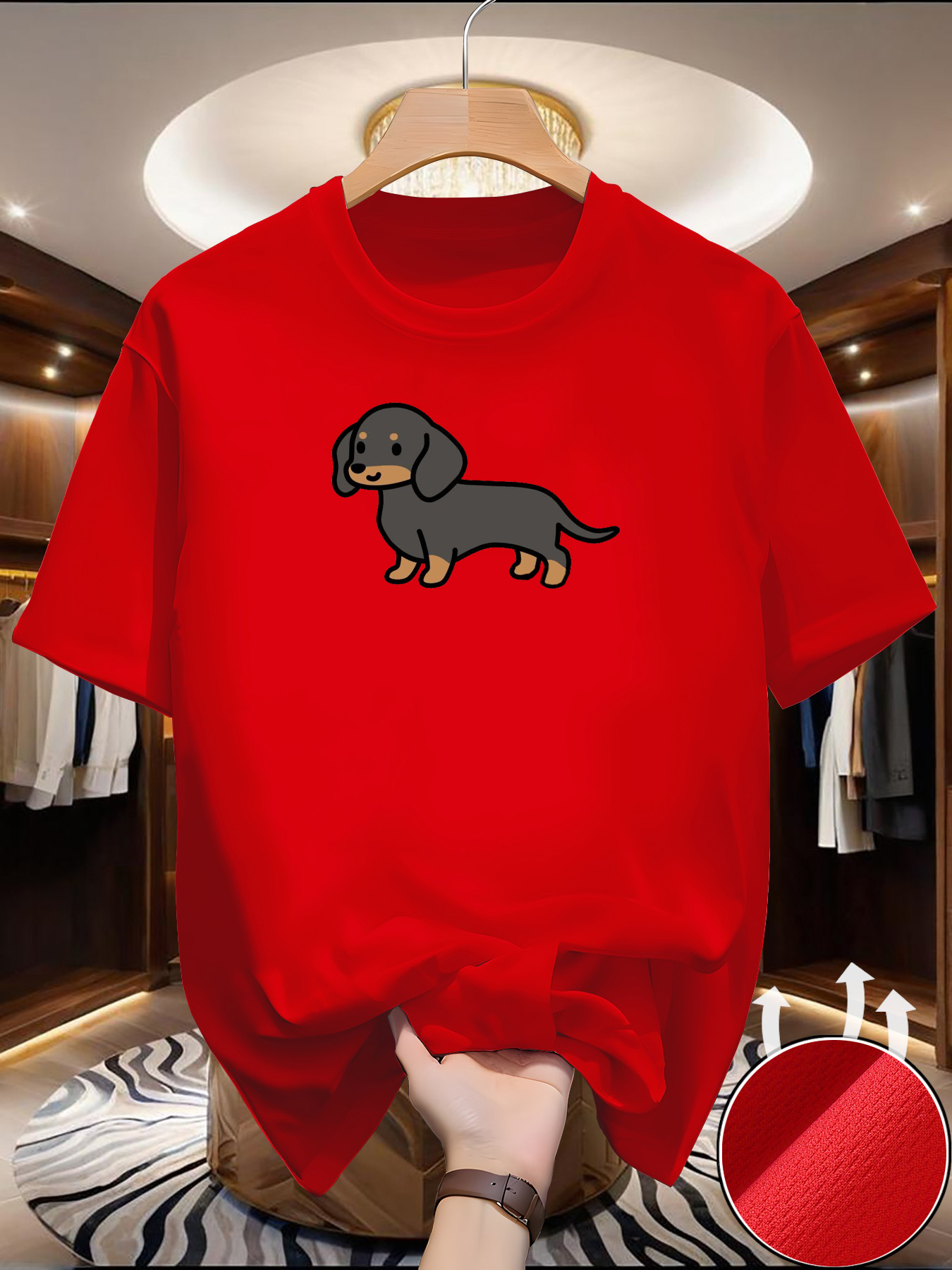 New Men's Dachshund print T-sh - Summer Clothing Europe review and price